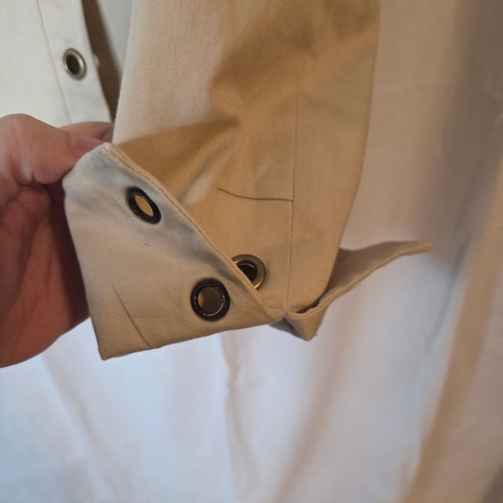 Y2K Grommet Jacket Cream Utility Military Style Cotton Stretch Minimalist Sz 10 - Picture 8 of 10